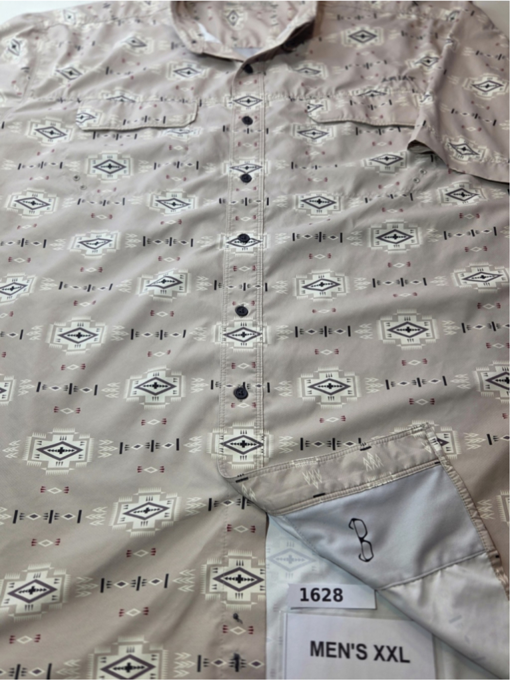 AriatTEK VentTEK Outbound Classic Men's XXL Tan Aztec Short Sleeve Shirt 1628